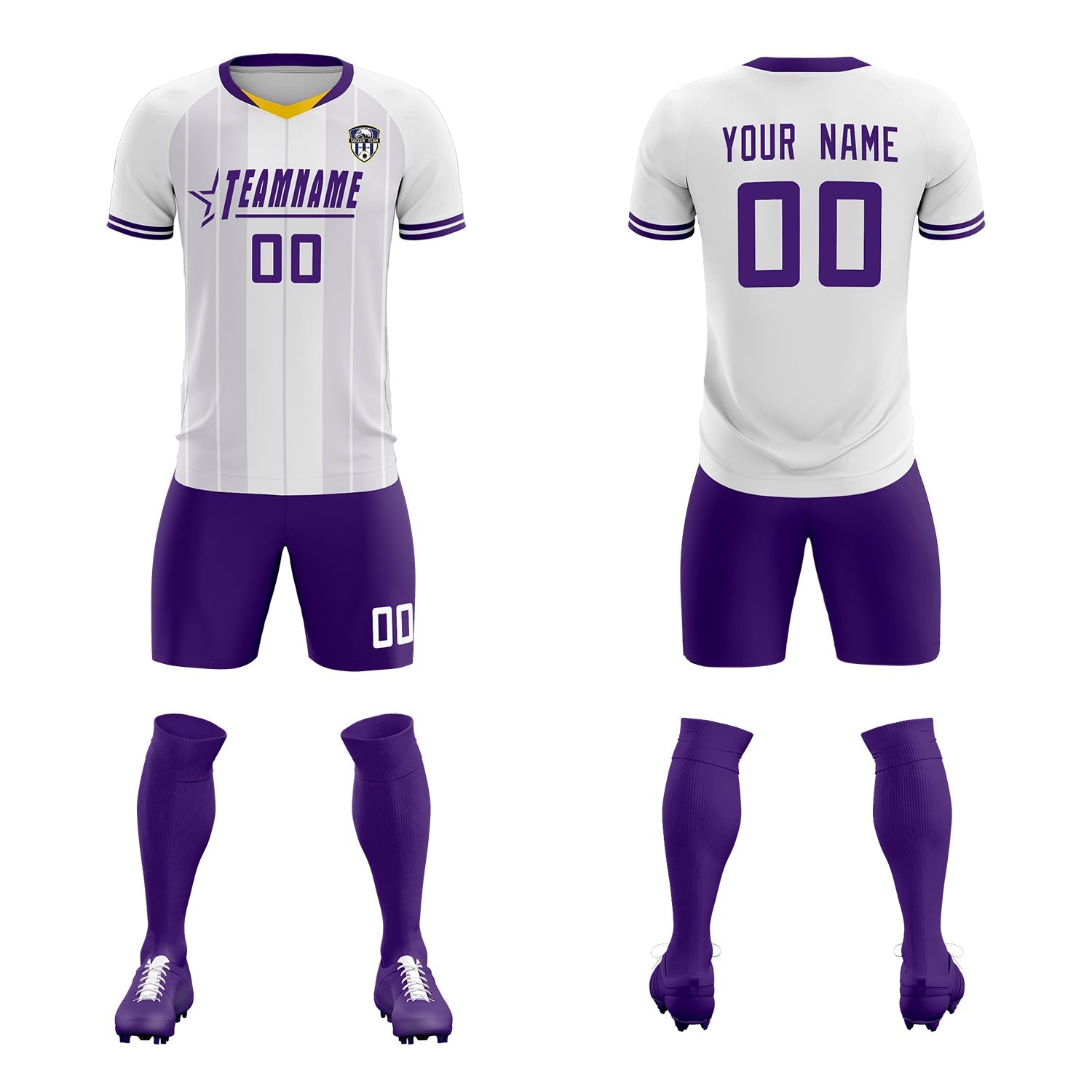 Custom White Classic Striped Personalized Soccer Tops/Sets Jersey