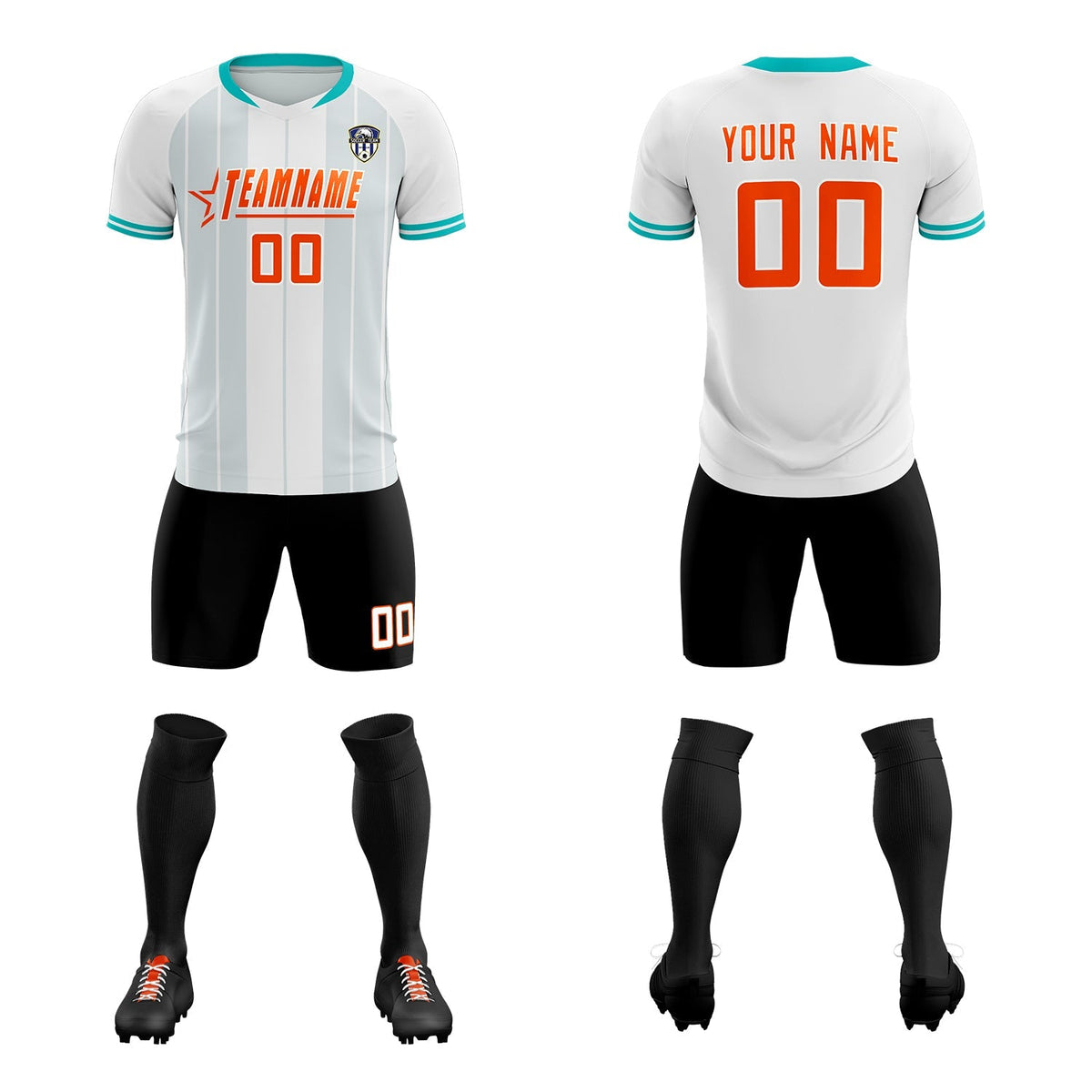 Custom White Classic Striped Personalized Soccer Tops/Sets Jersey