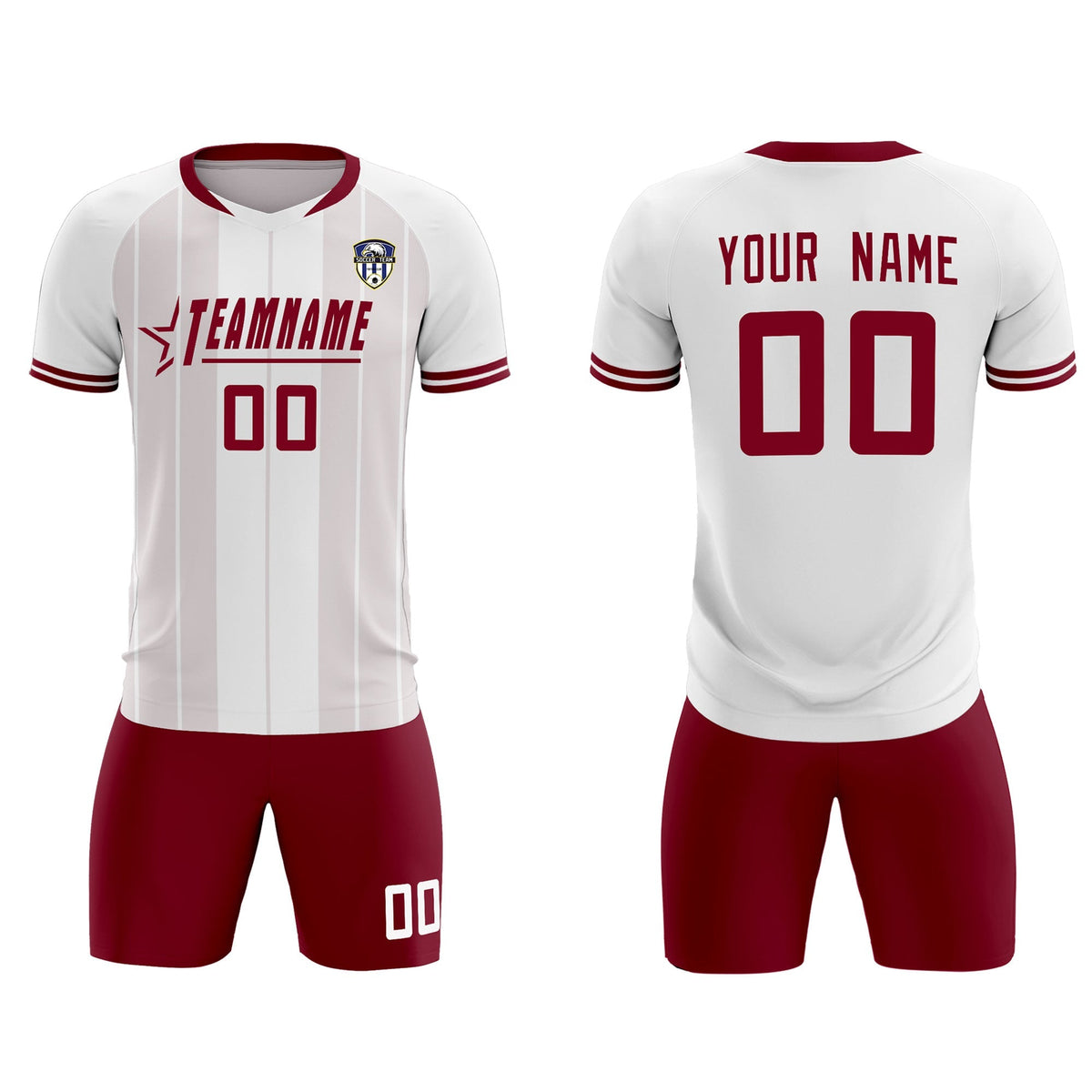 Custom White Classic Striped Personalized Soccer Tops/Sets Jersey