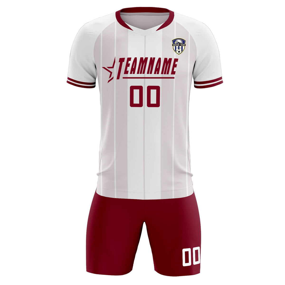 Custom White Classic Striped Personalized Soccer Tops/Sets Jersey