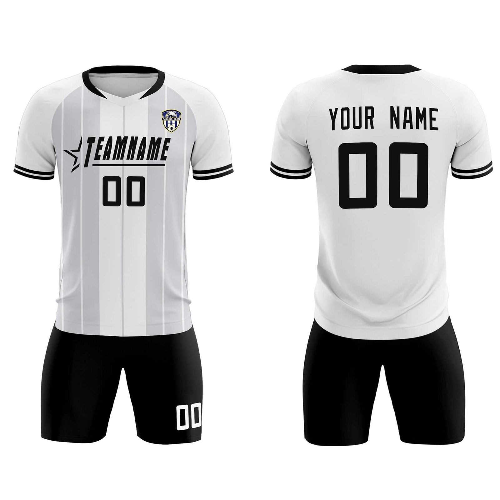 Custom White Classic Striped Personalized Soccer Tops/Sets Jersey