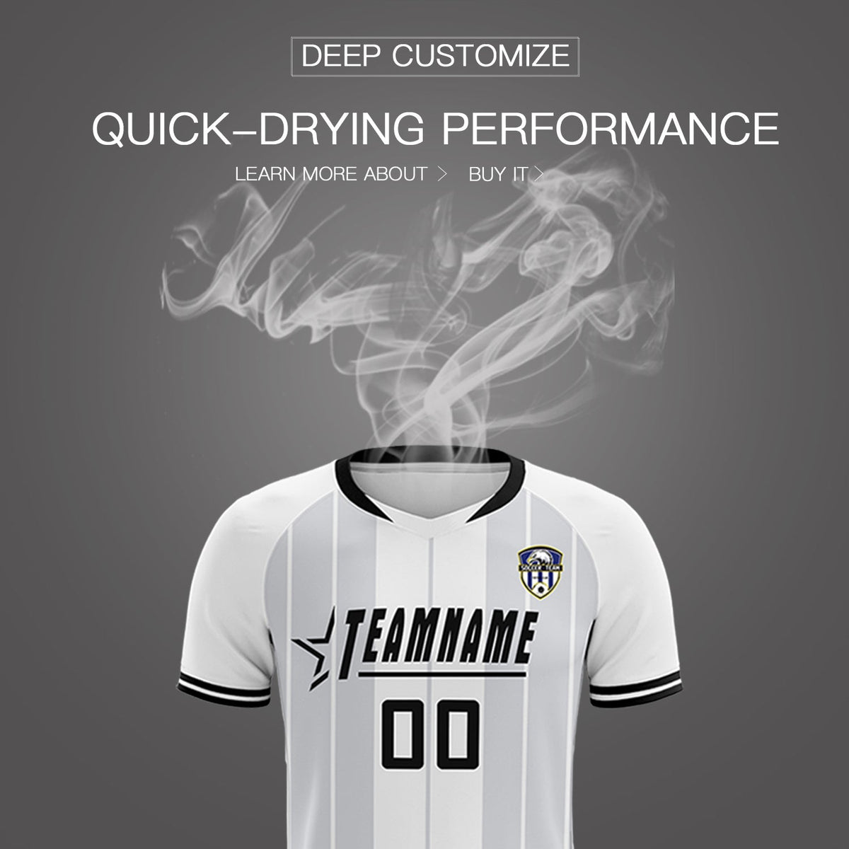 Custom White Classic Striped Personalized Soccer Tops/Sets Jersey