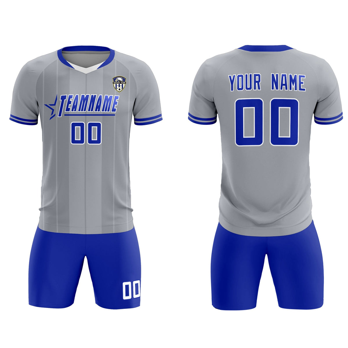 Custom Gray Classic Striped Personalized Soccer Tops/Sets Jersey