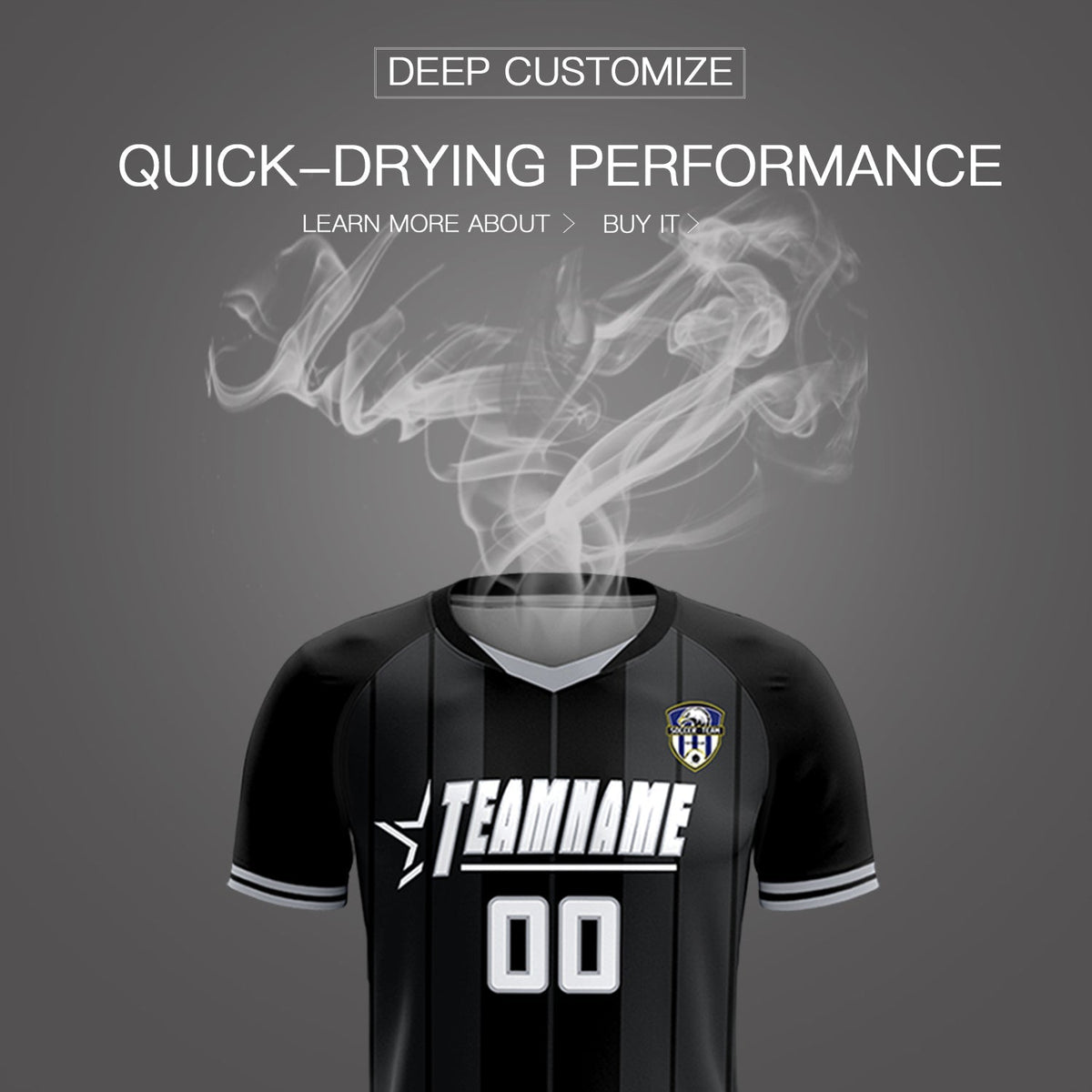 Custom Black Classic Striped Personalized Soccer Tops/Sets Jersey