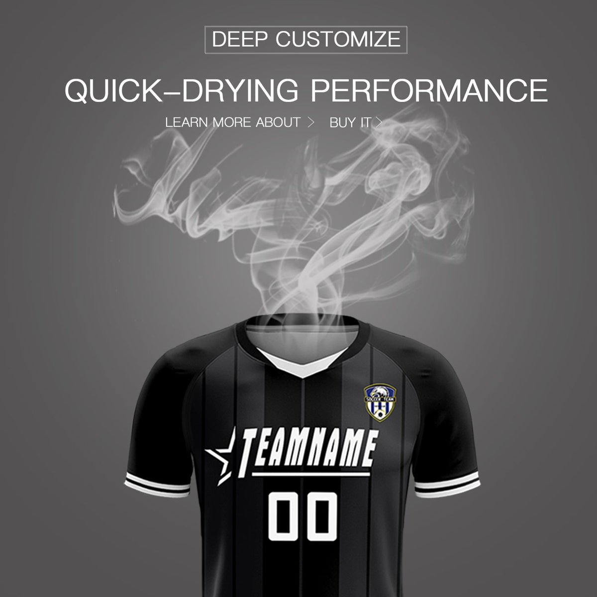 Custom Black Classic Striped Personalized Soccer Tops/Sets Jersey