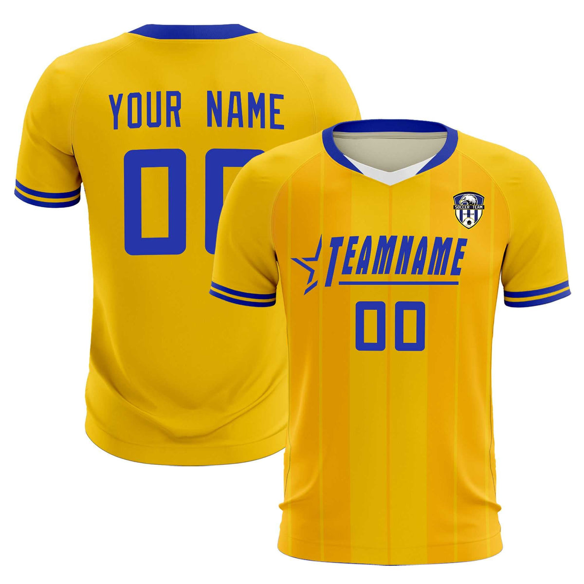 Custom Gold Classic Striped Personalized Soccer Tops/Sets Jersey