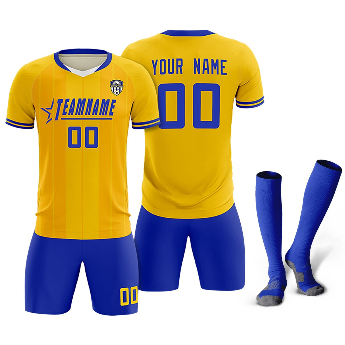 Custom Gold Classic Striped Personalized Soccer Tops/Sets Jersey