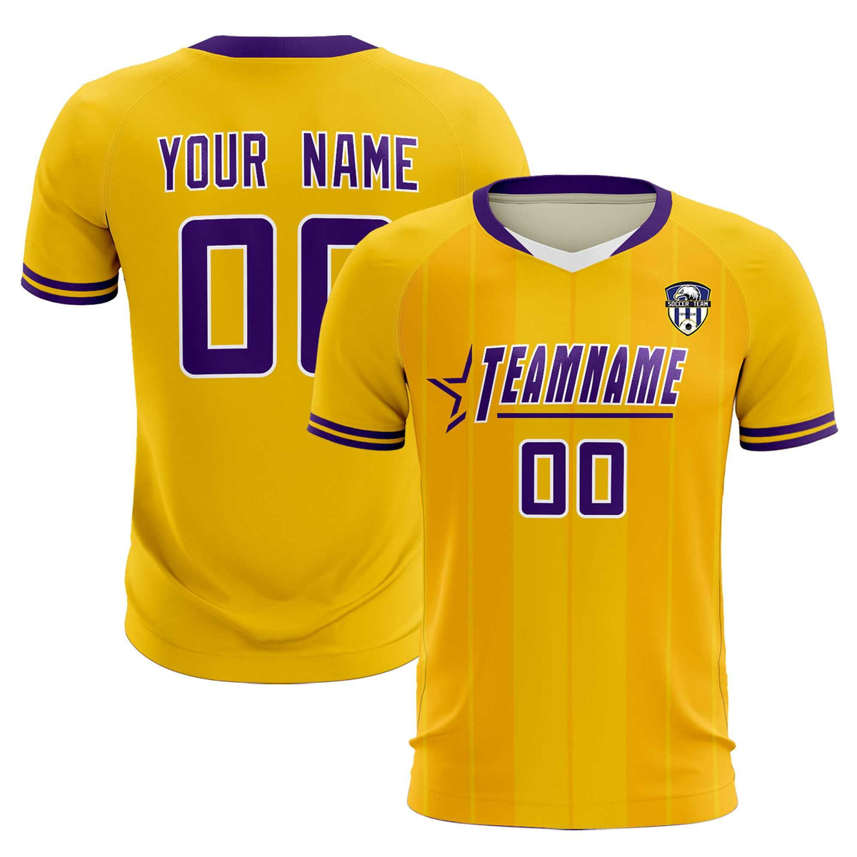 Custom Gold Classic Striped Personalized Soccer Tops/Sets Jersey