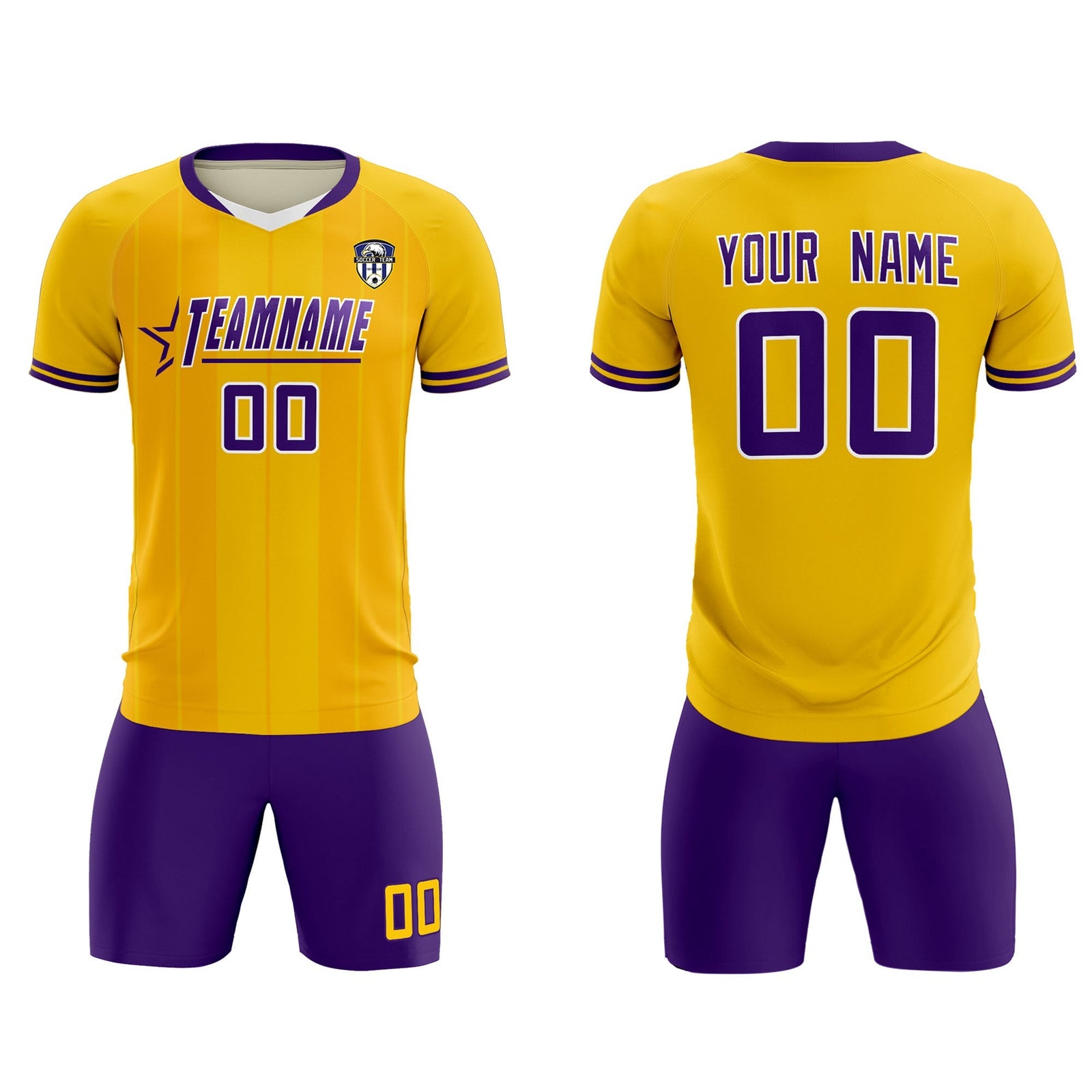 Custom Gold Classic Striped Personalized Soccer Tops/Sets Jersey