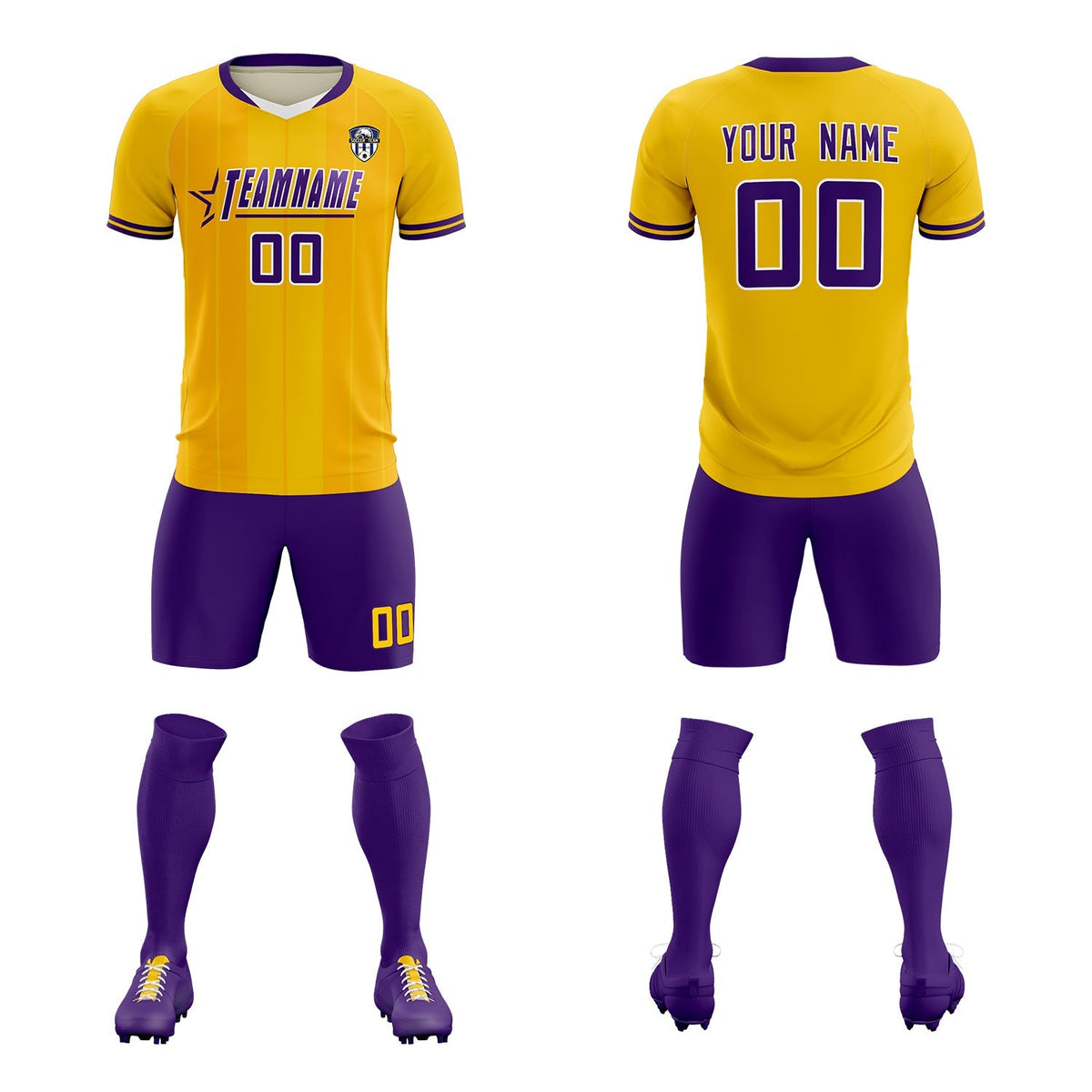 Custom Gold Classic Striped Personalized Soccer Tops/Sets Jersey