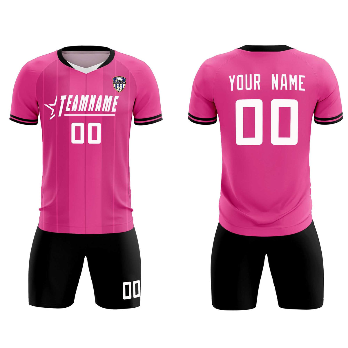 Custom Pink Classic Striped Personalized Soccer Tops/Sets Jersey
