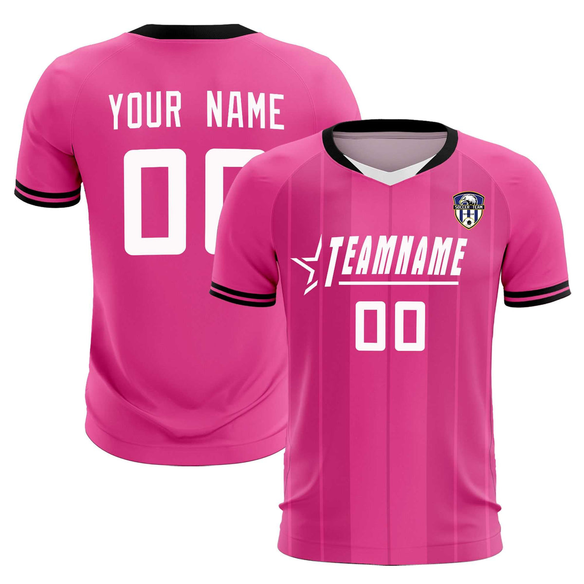 Custom Pink Classic Striped Personalized Soccer Tops/Sets Jersey