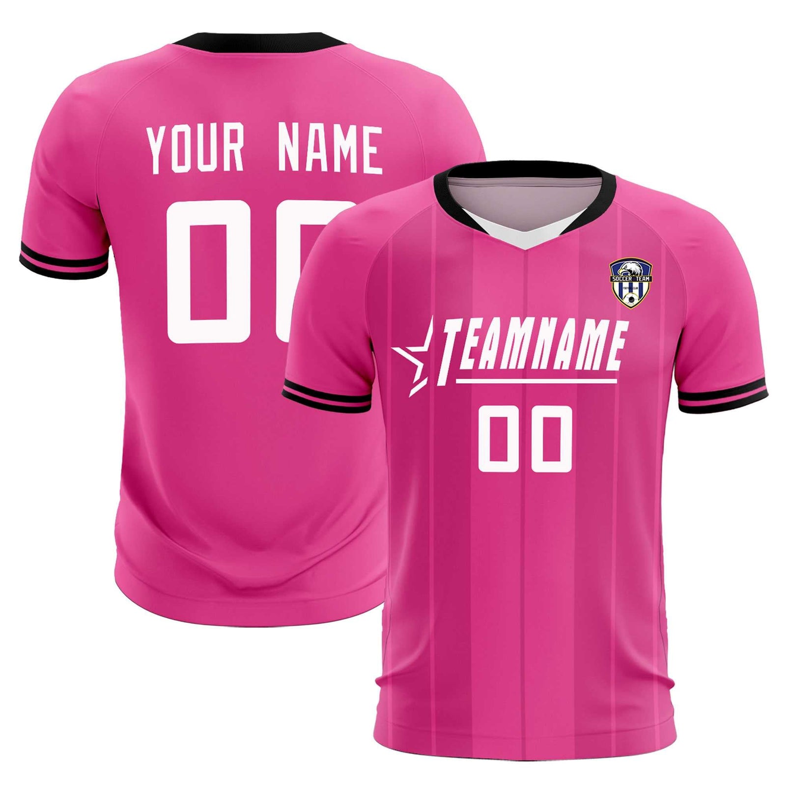 Custom Pink Classic Striped Personalized Soccer Tops/Sets Jersey