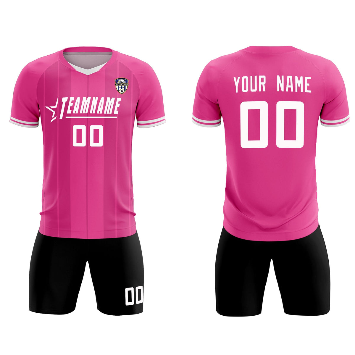 Custom Pink Classic Striped Personalized Soccer Tops/Sets Jersey
