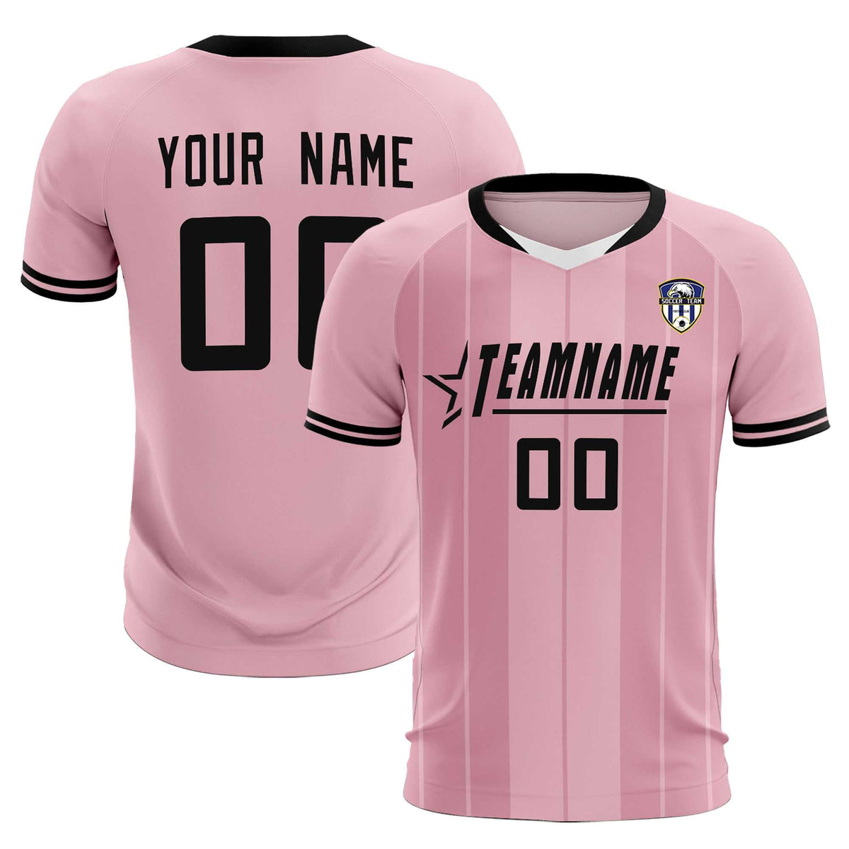 Custom Light Pink Classic Striped Personalized Soccer Tops/Sets Jersey