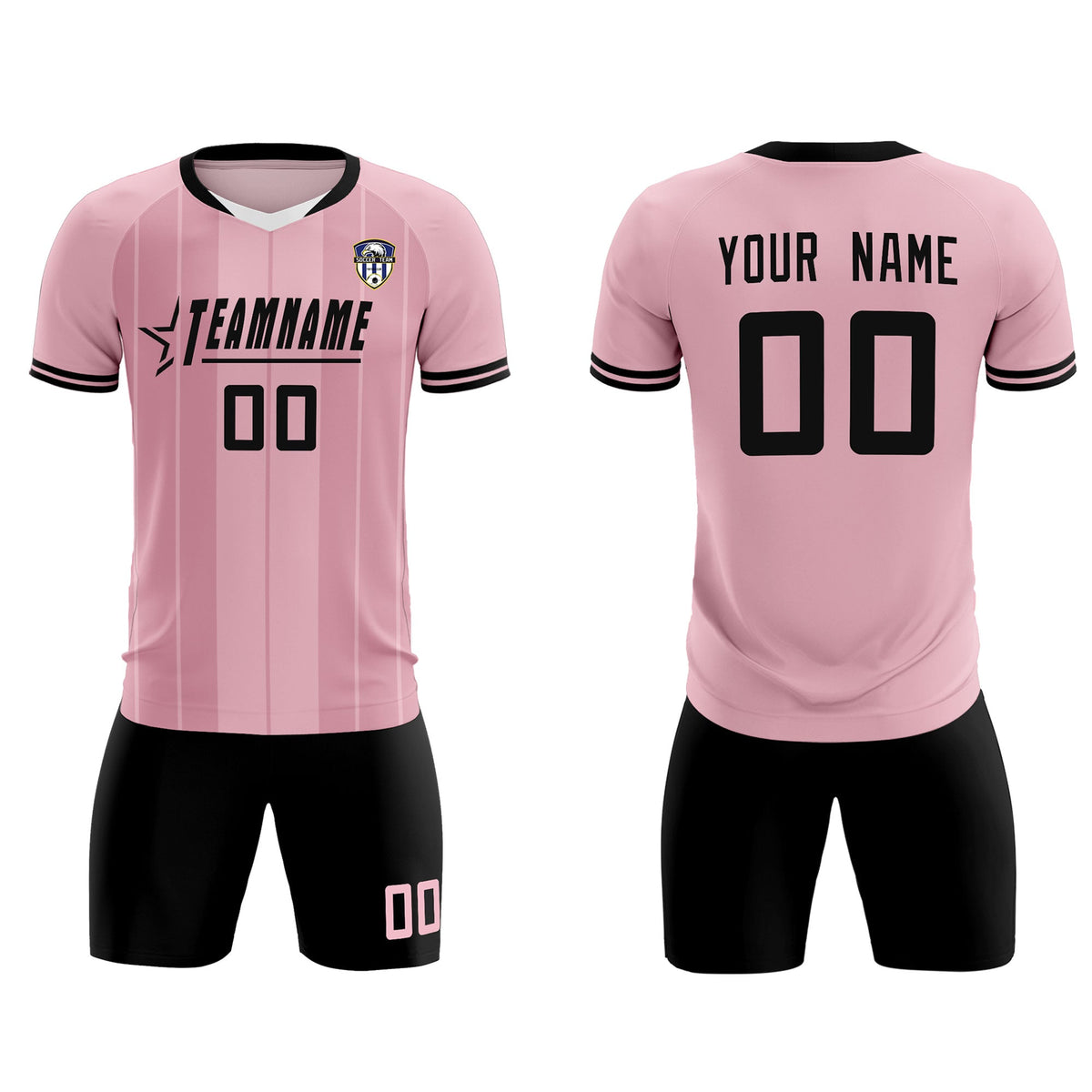 Custom Light Pink Classic Striped Personalized Soccer Tops/Sets Jersey