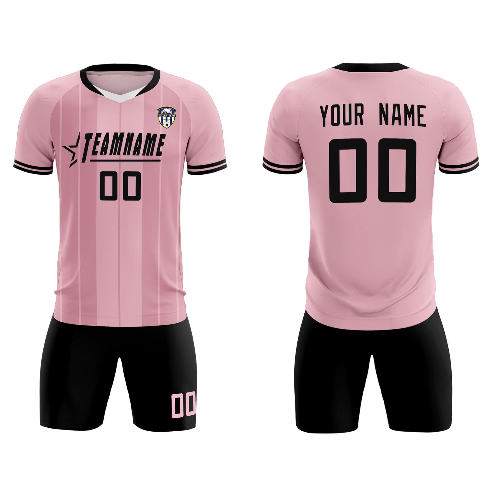 Custom Light Pink Classic Striped Personalized Soccer Tops/Sets Jersey