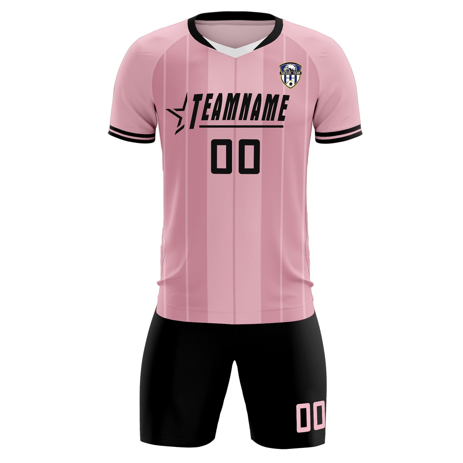 Custom Light Pink Classic Striped Personalized Soccer Tops/Sets Jersey