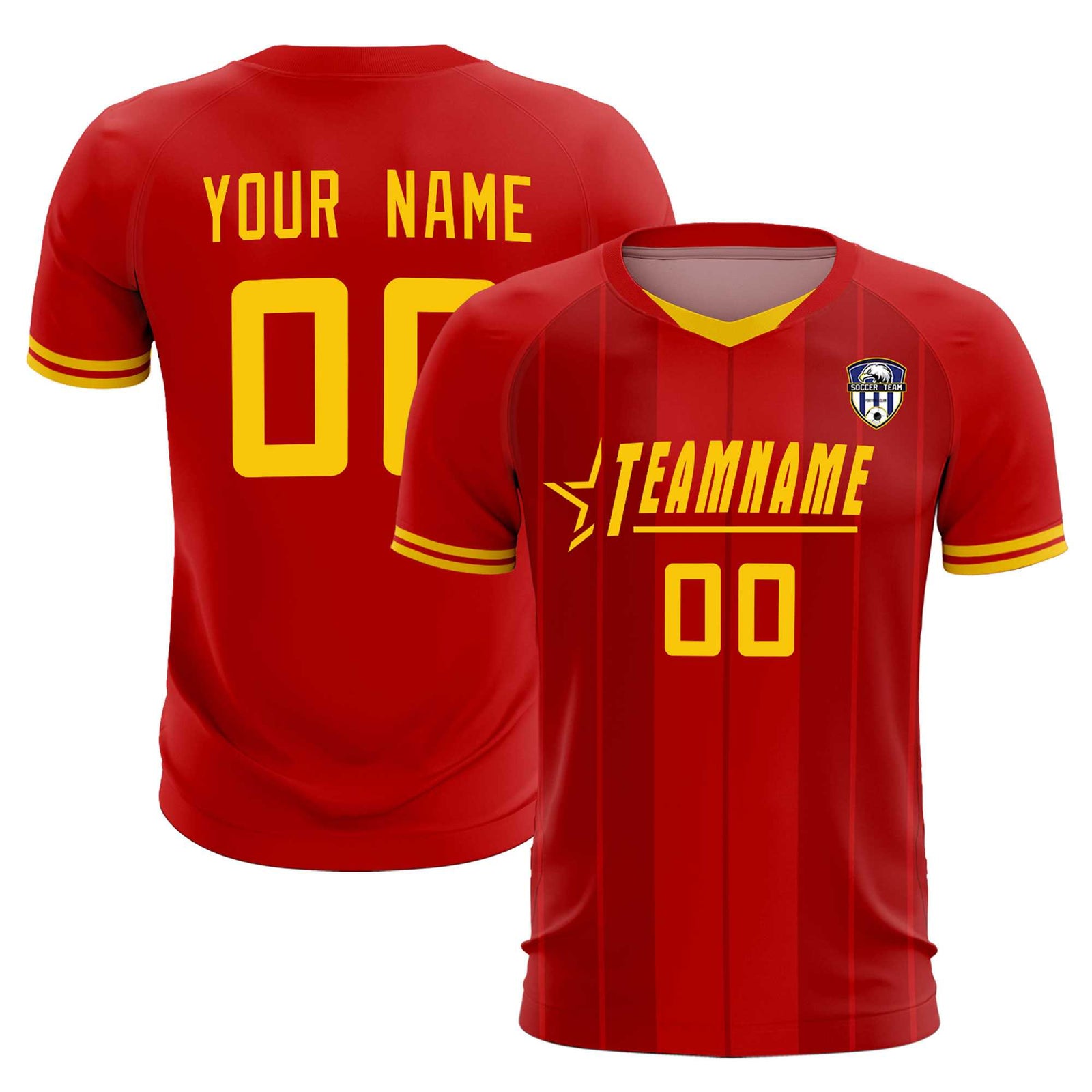 Custom Red Classic Striped Personalized Soccer Tops/Sets Jersey