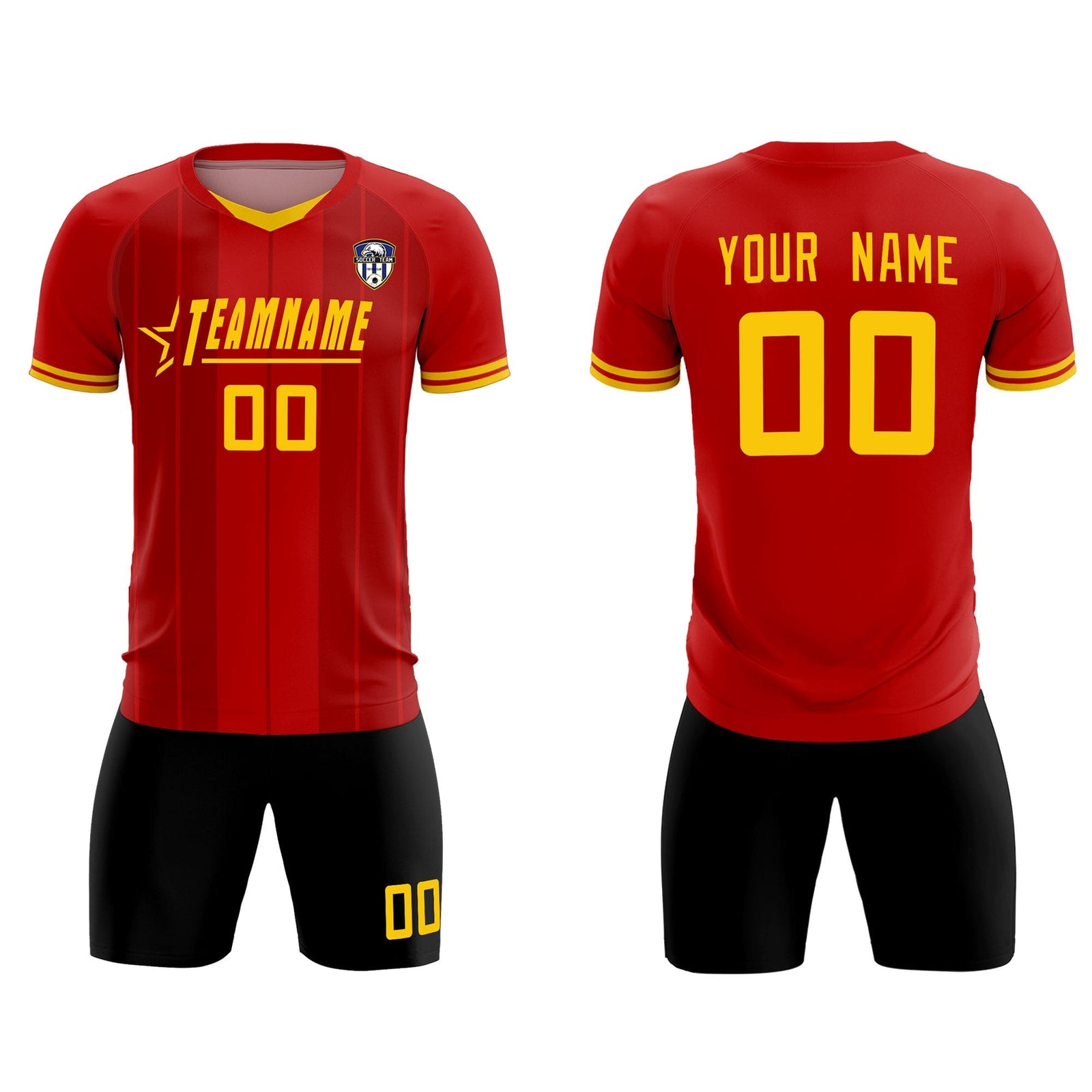 Custom Red Classic Striped Personalized Soccer Tops/Sets Jersey