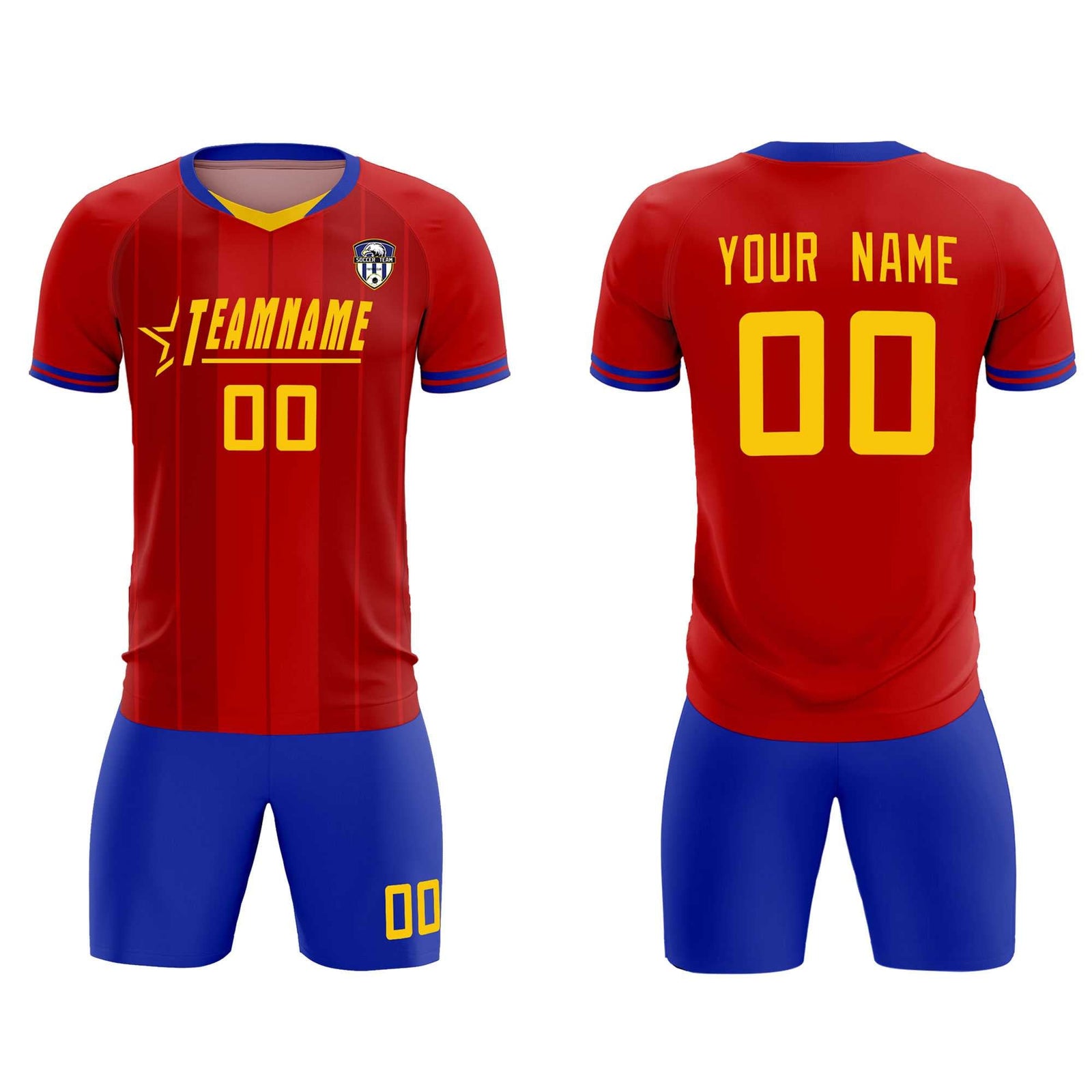 Custom Red Classic Striped Personalized Soccer Tops/Sets Jersey