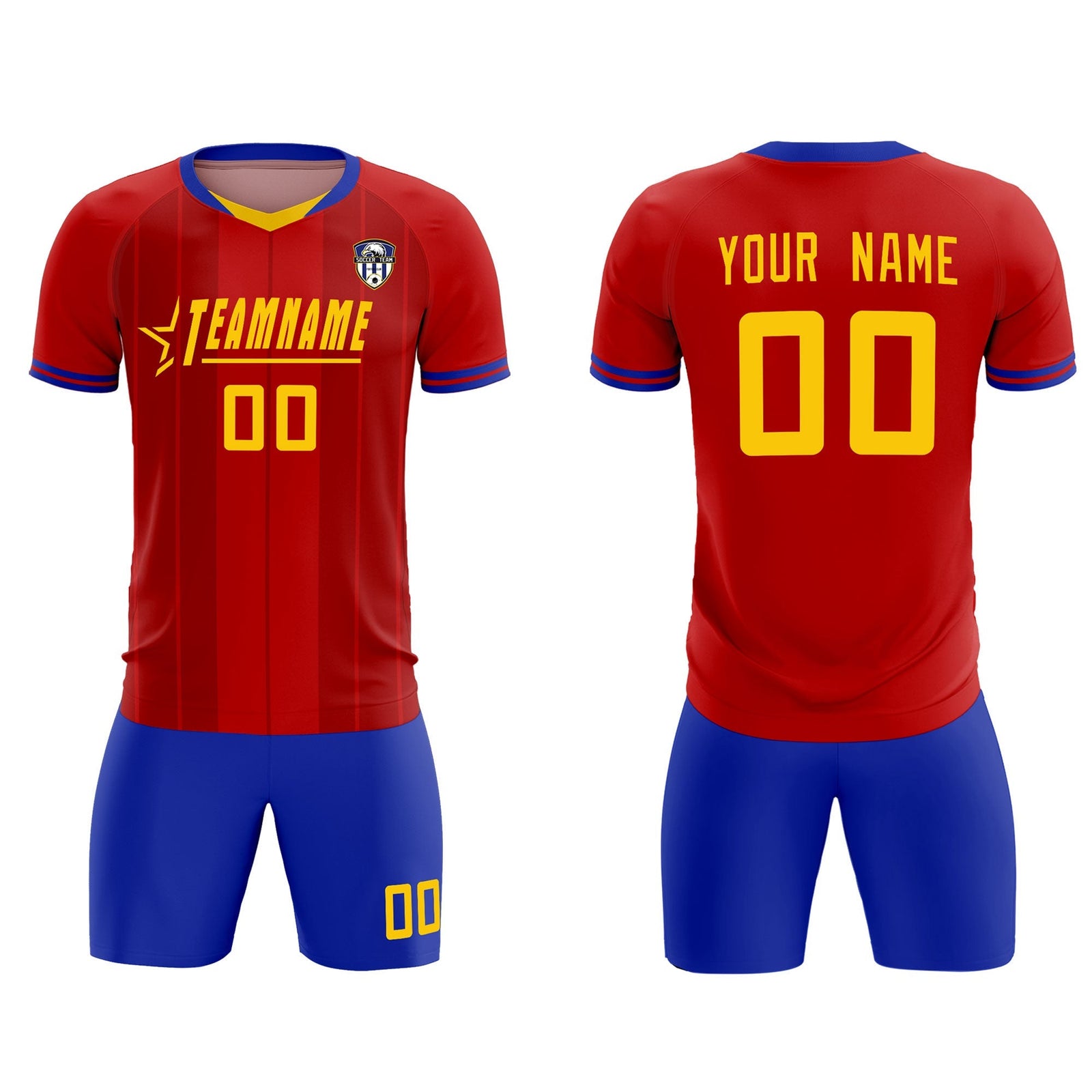Custom Red Classic Striped Personalized Soccer Tops/Sets Jersey