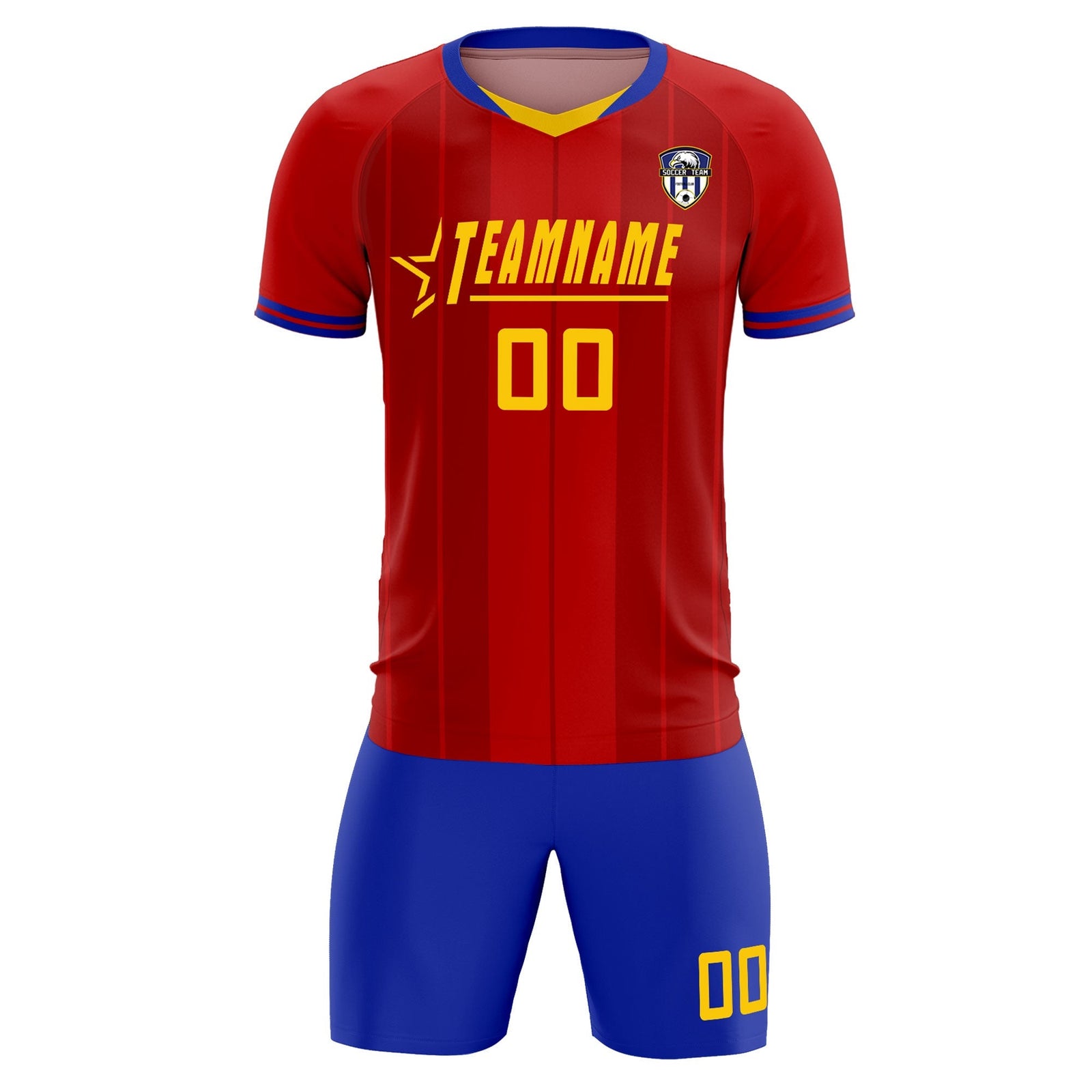 Custom Red Classic Striped Personalized Soccer Tops/Sets Jersey