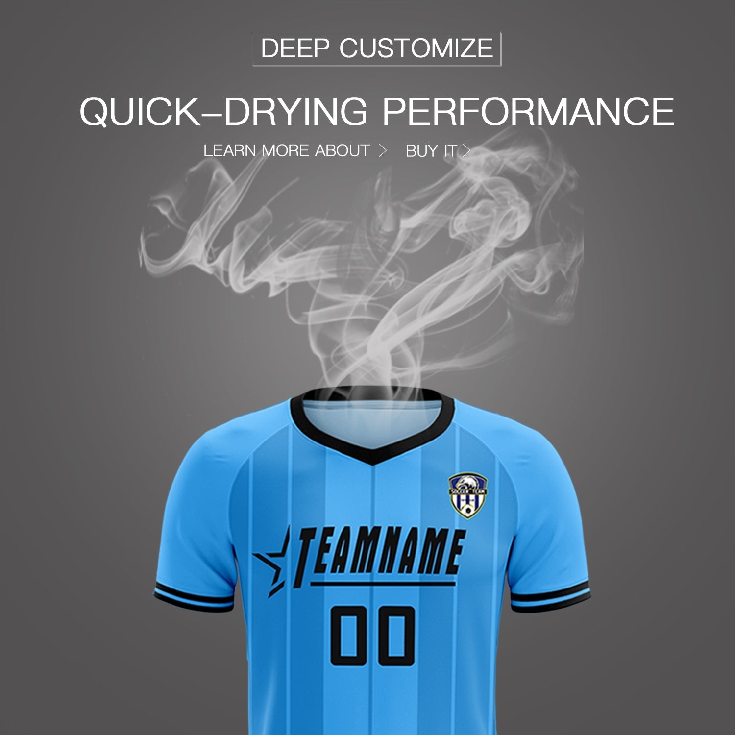 Custom Powder Blue Classic Striped Personalized Soccer Tops/Sets Jersey