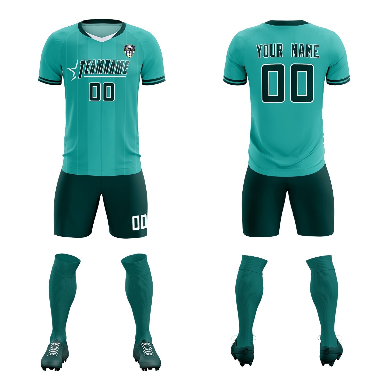 Custom Bright Green Classic Striped Personalized Soccer Tops/Sets Jersey