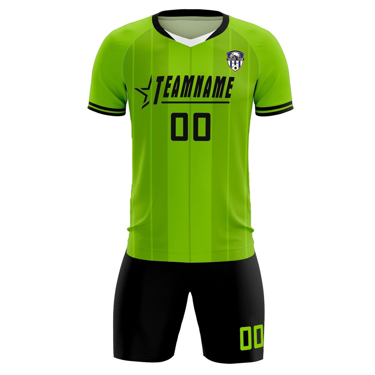 Custom Neon Green Classic Striped Personalized Soccer Tops/Sets Jersey