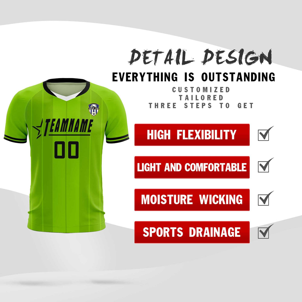 Custom Neon Green Classic Striped Personalized Soccer Tops/Sets Jersey