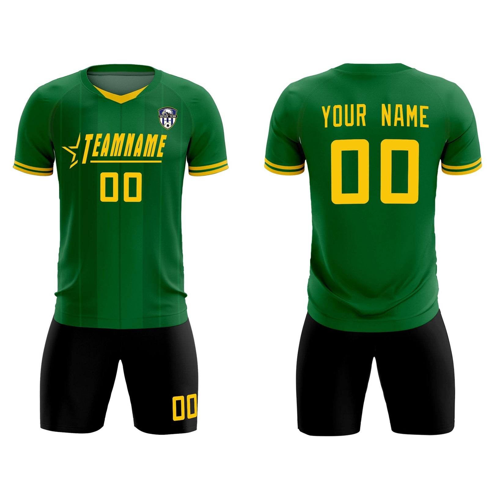 Custom Kelly Green Classic Striped Personalized Soccer Tops/Sets Jersey