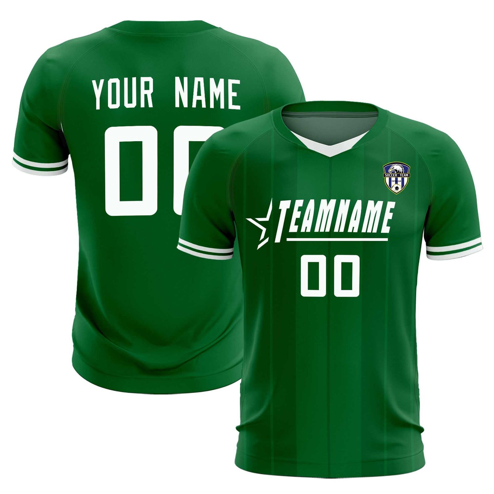 Custom Kelly Green Classic Striped Personalized Soccer Tops/Sets Jersey
