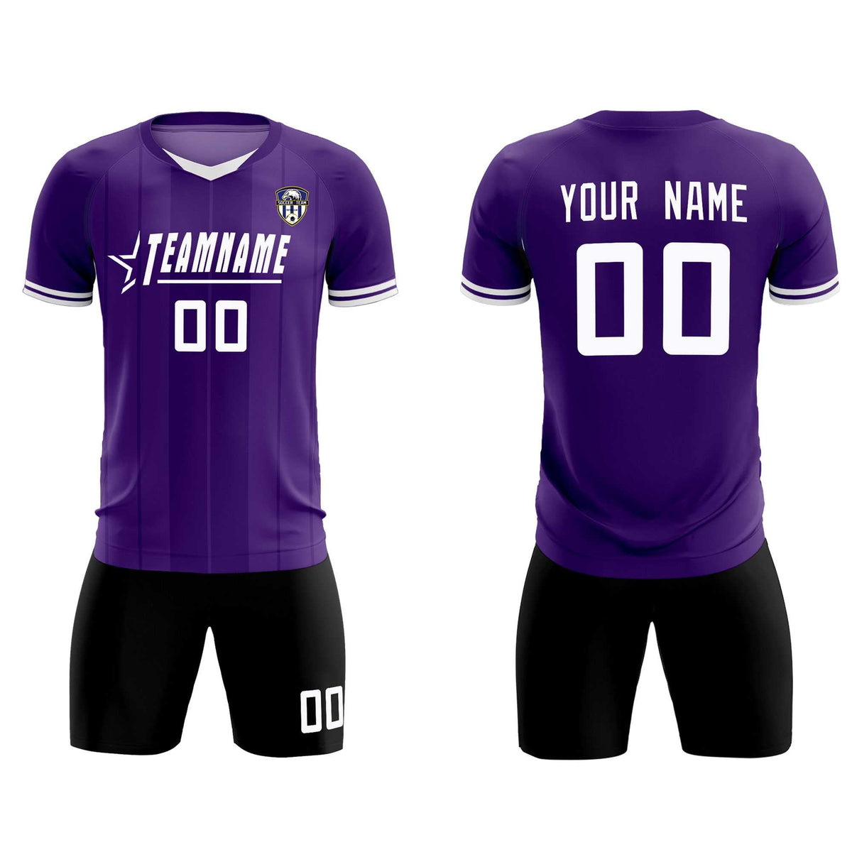 Custom Purple Classic Striped Personalized Soccer Tops/Sets Jersey