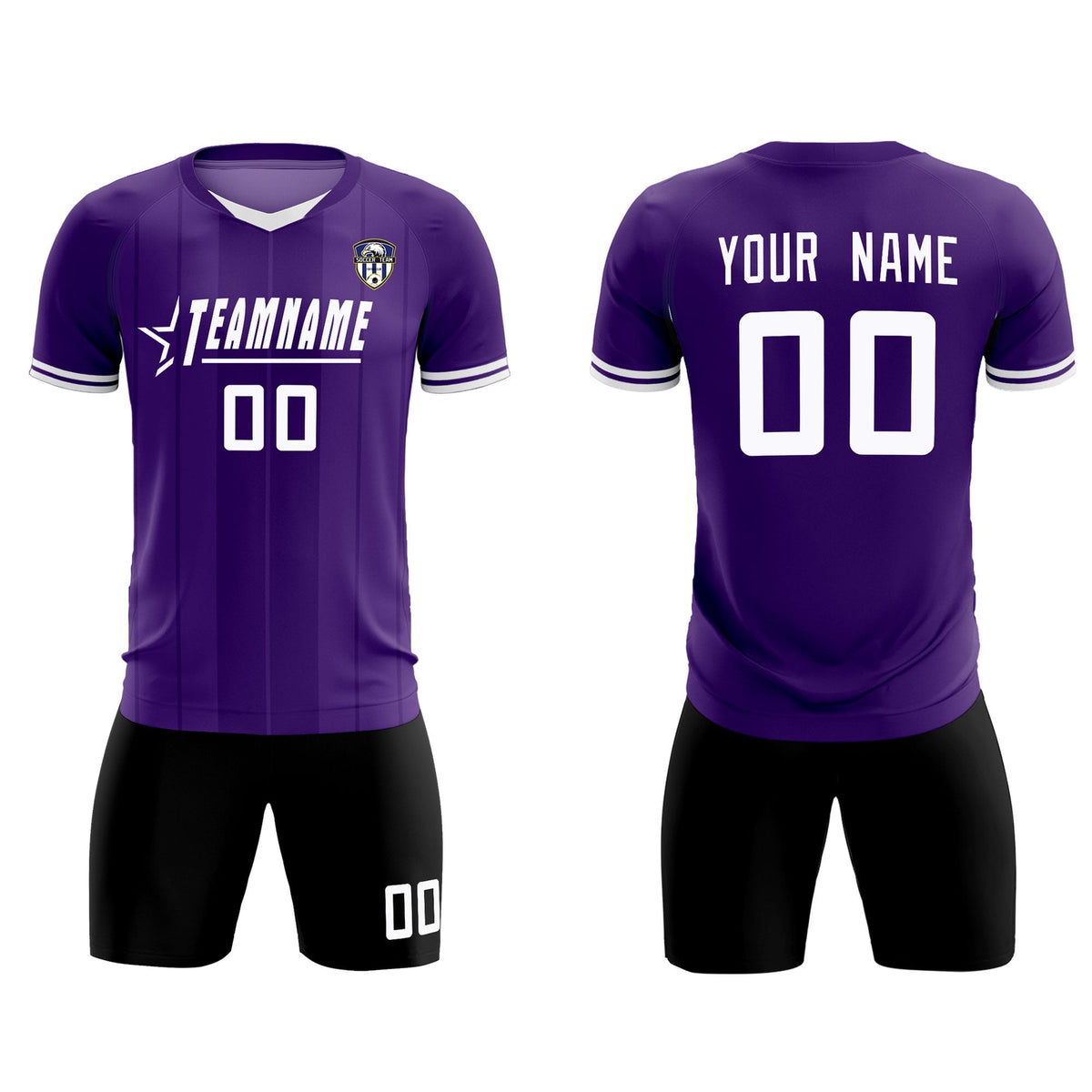 Custom Purple Classic Striped Personalized Soccer Tops/Sets Jersey