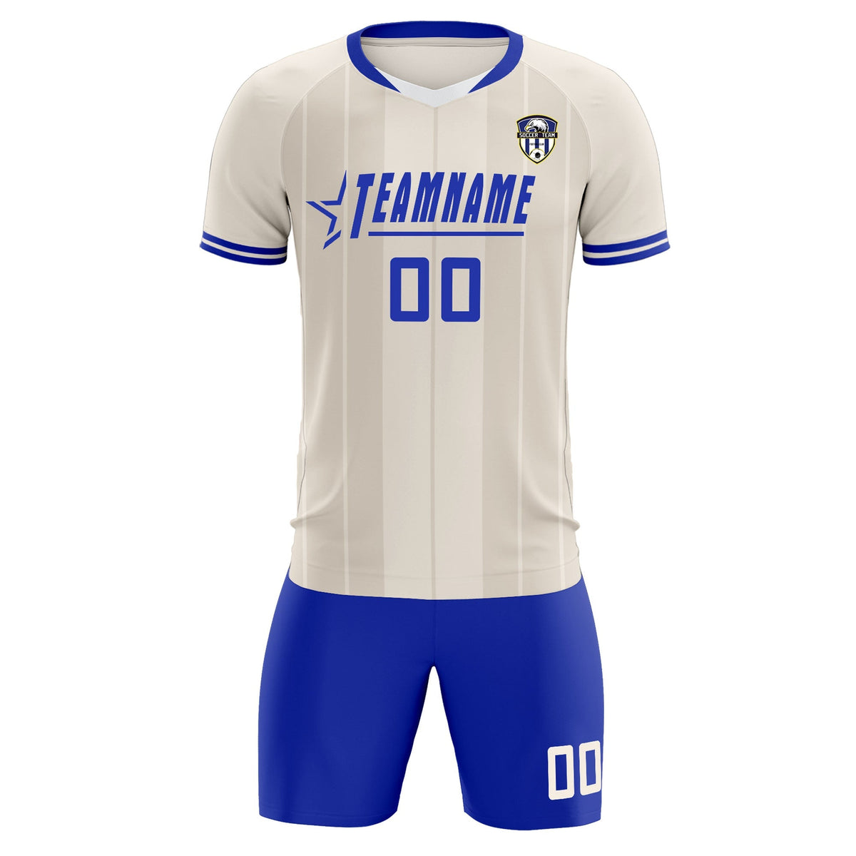 Custom Cream Classic Striped Personalized Soccer Tops/Sets Jersey
