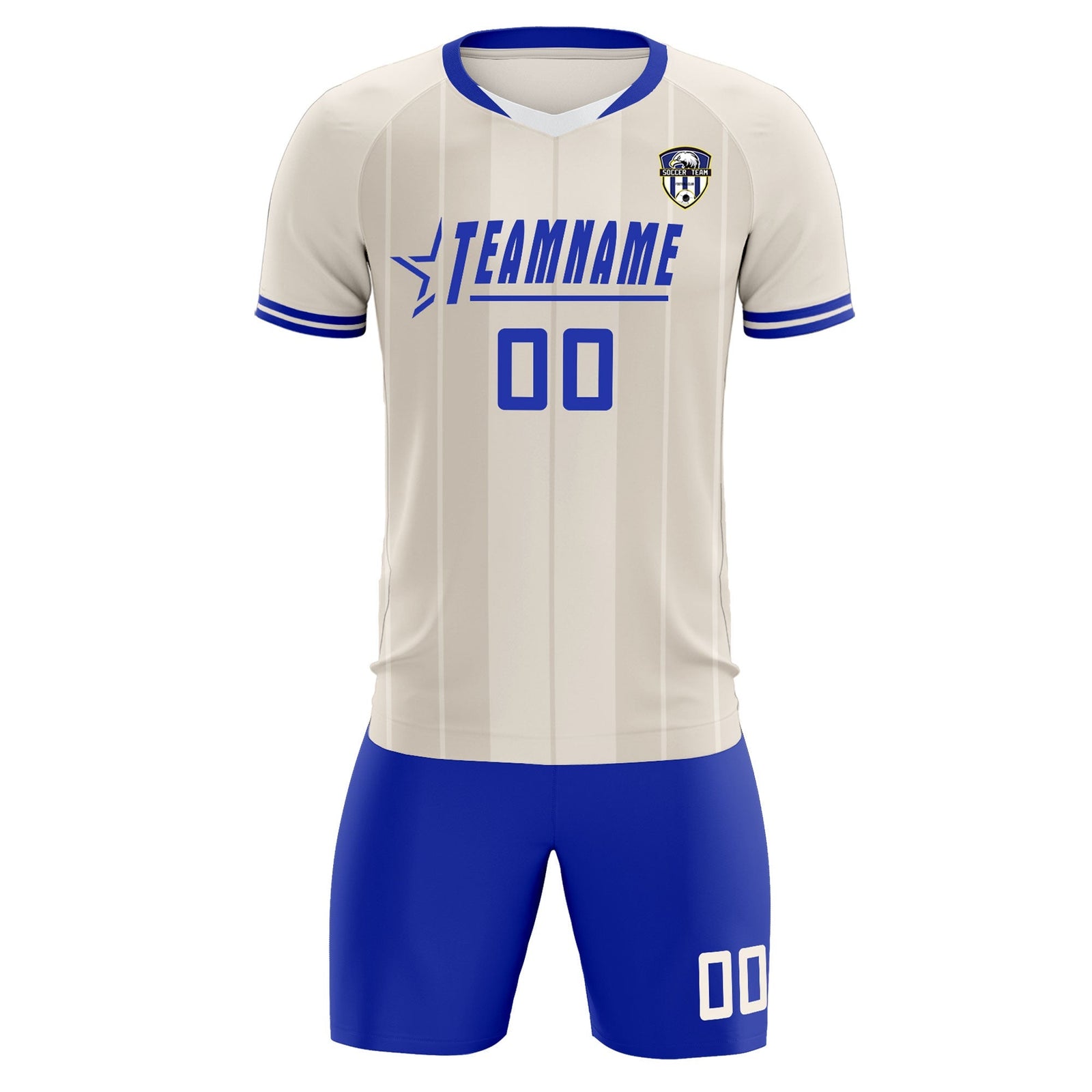 Custom Cream Classic Striped Personalized Soccer Tops/Sets Jersey