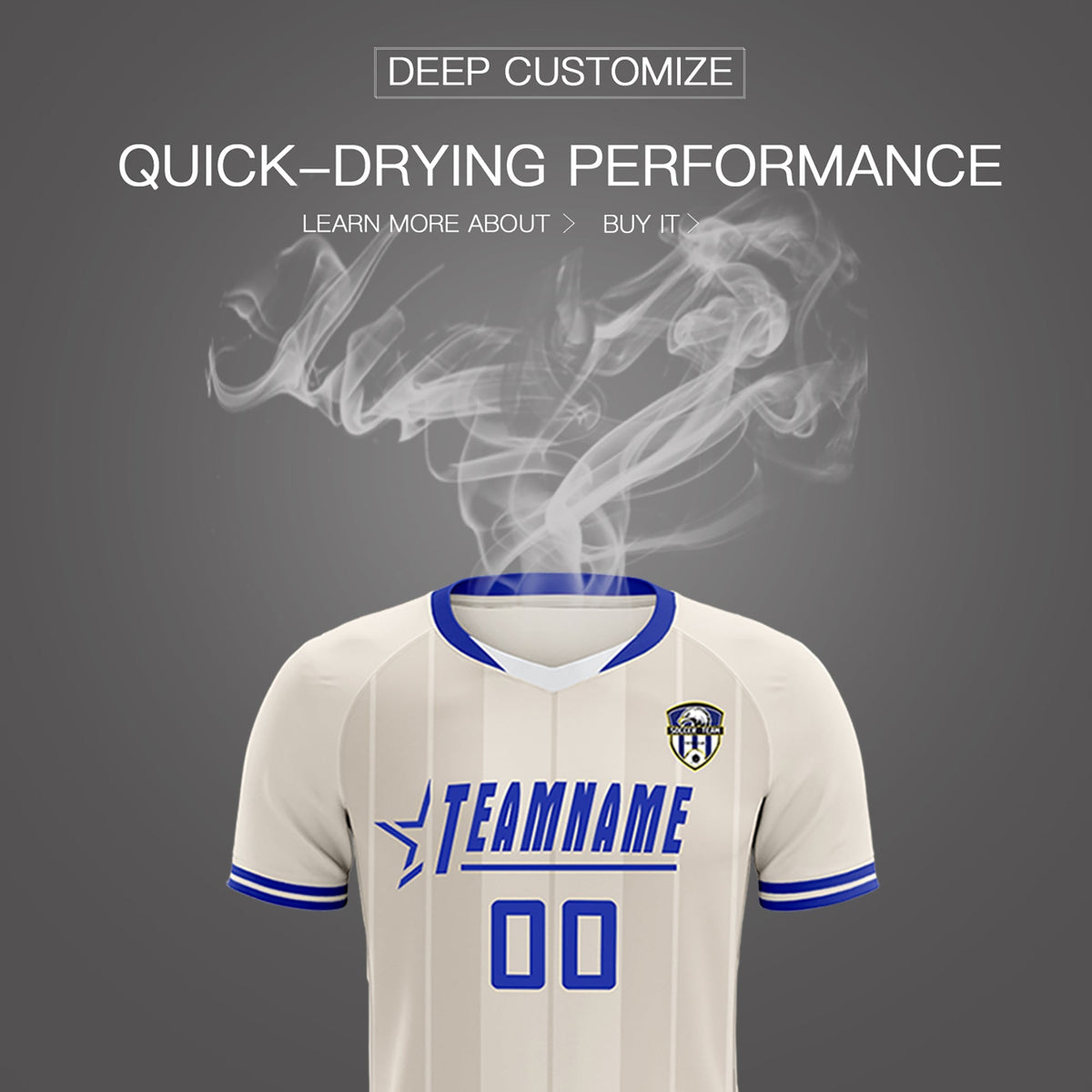Custom Cream Classic Striped Personalized Soccer Tops/Sets Jersey