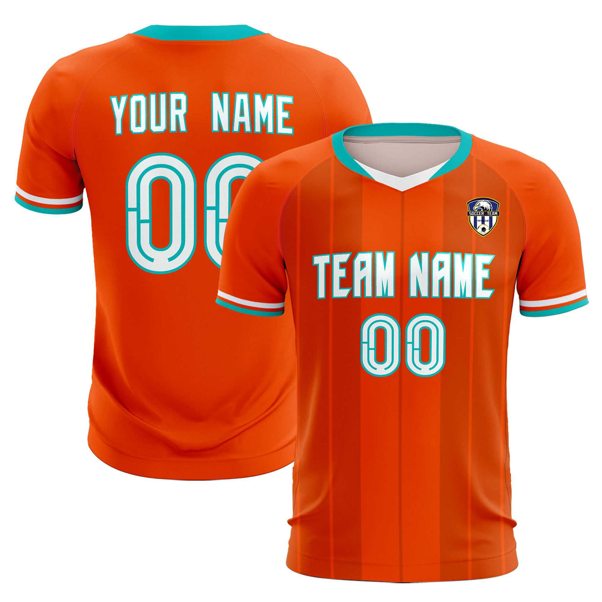 Custom Orange Classic Striped Personalized Soccer Tops/Sets Jersey