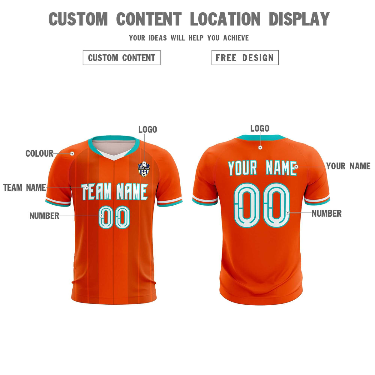 Custom Orange Classic Striped Personalized Soccer Tops/Sets Jersey