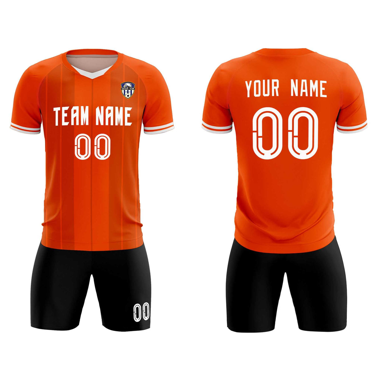 Custom Orange Classic Striped Personalized Soccer Tops/Sets Jersey