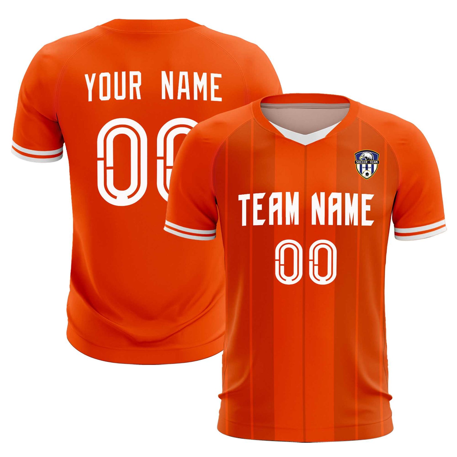 Custom Orange Classic Striped Personalized Soccer Tops/Sets Jersey