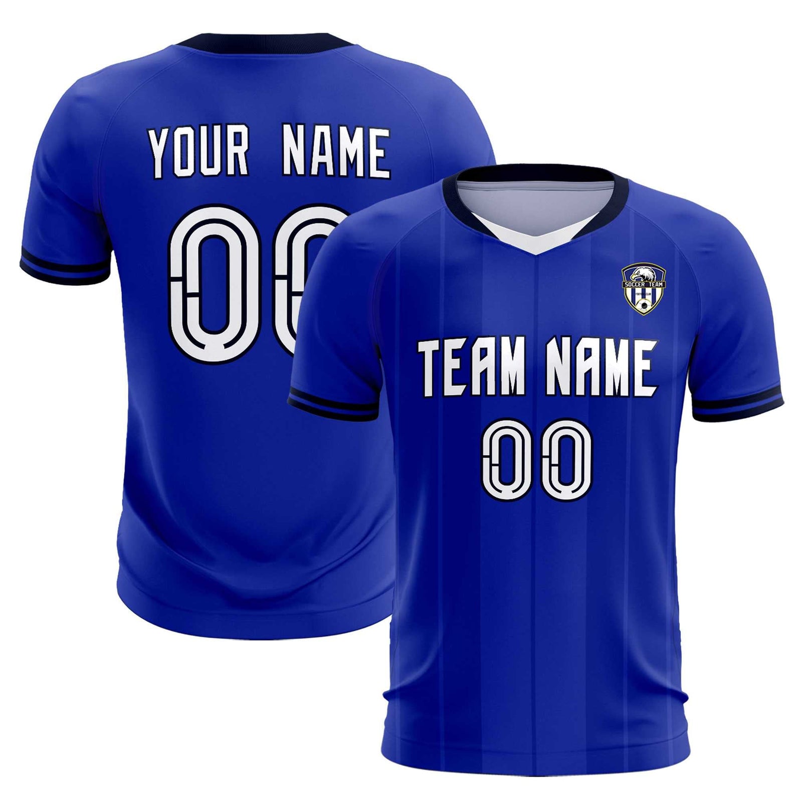 Custom Royal Classic Striped Personalized Soccer Tops/Sets Jersey