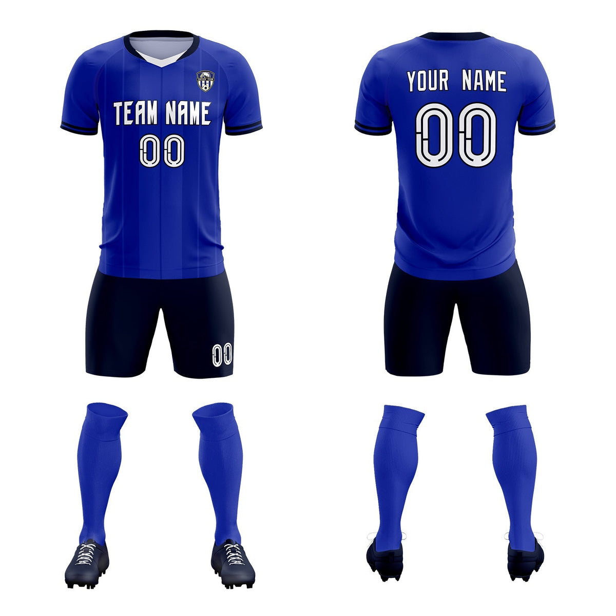 Custom Royal Classic Striped Personalized Soccer Tops/Sets Jersey