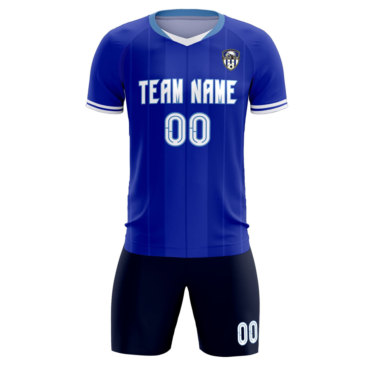 Custom Royal Classic Striped Personalized Soccer Tops/Sets Jersey