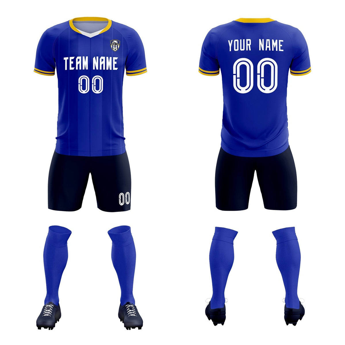 Custom Royal Classic Striped Personalized Soccer Tops/Sets Jersey