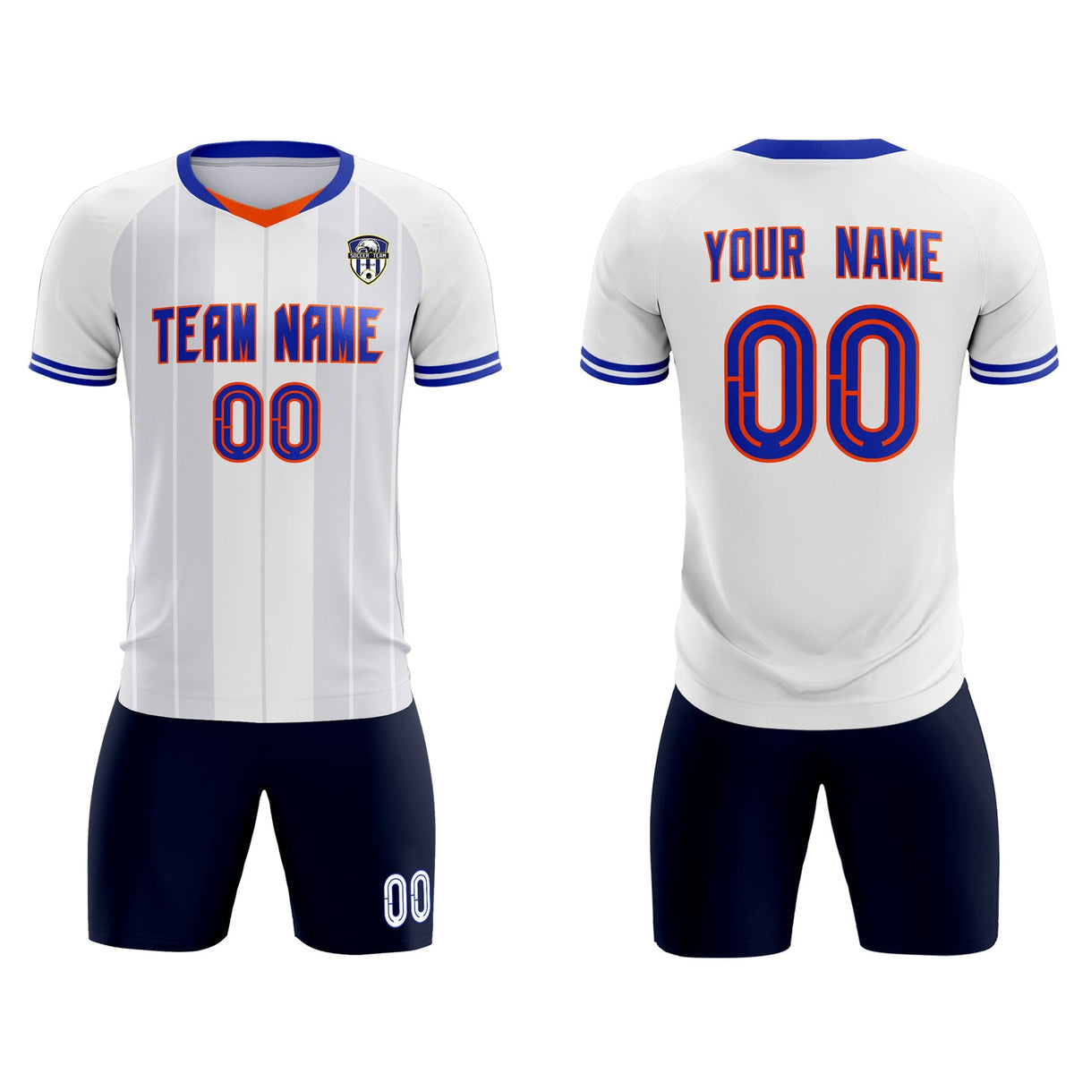 Custom White Classic Striped Personalized Soccer Tops/Sets Jersey