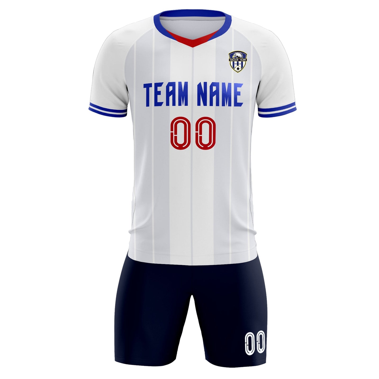 Custom White Classic Striped Personalized Soccer Tops/Sets Jersey