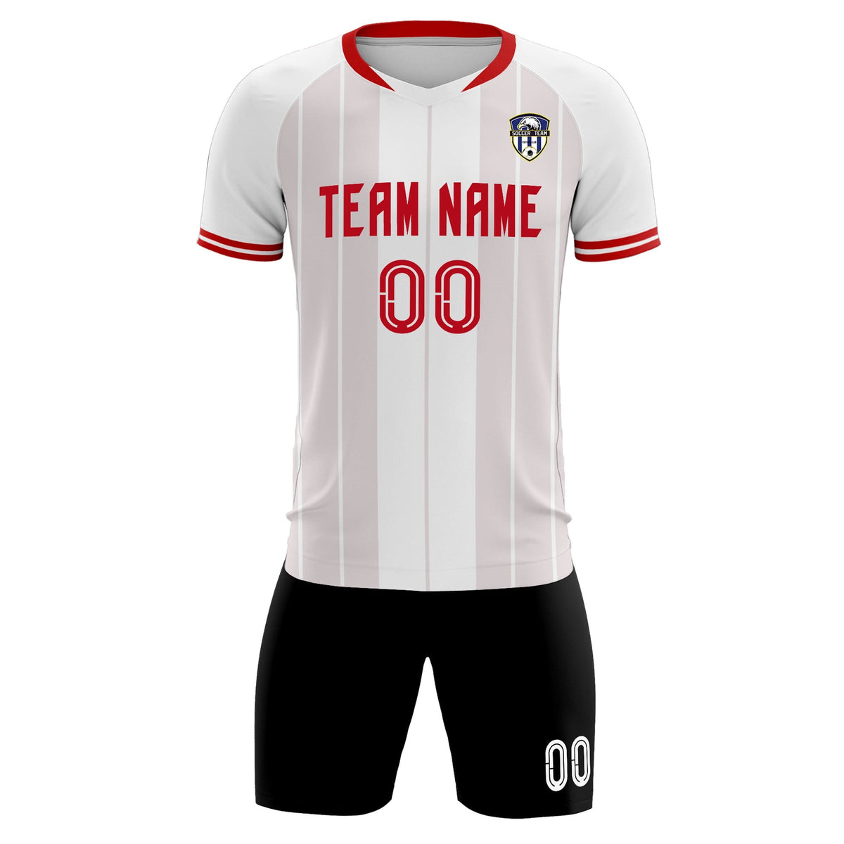 Custom White Classic Striped Personalized Soccer Tops/Sets Jersey