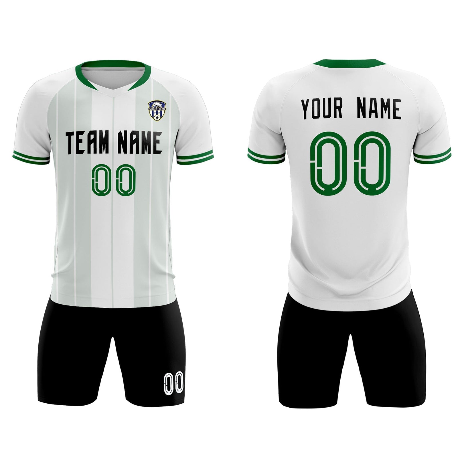 Custom White Classic Striped Personalized Soccer Tops/Sets Jersey